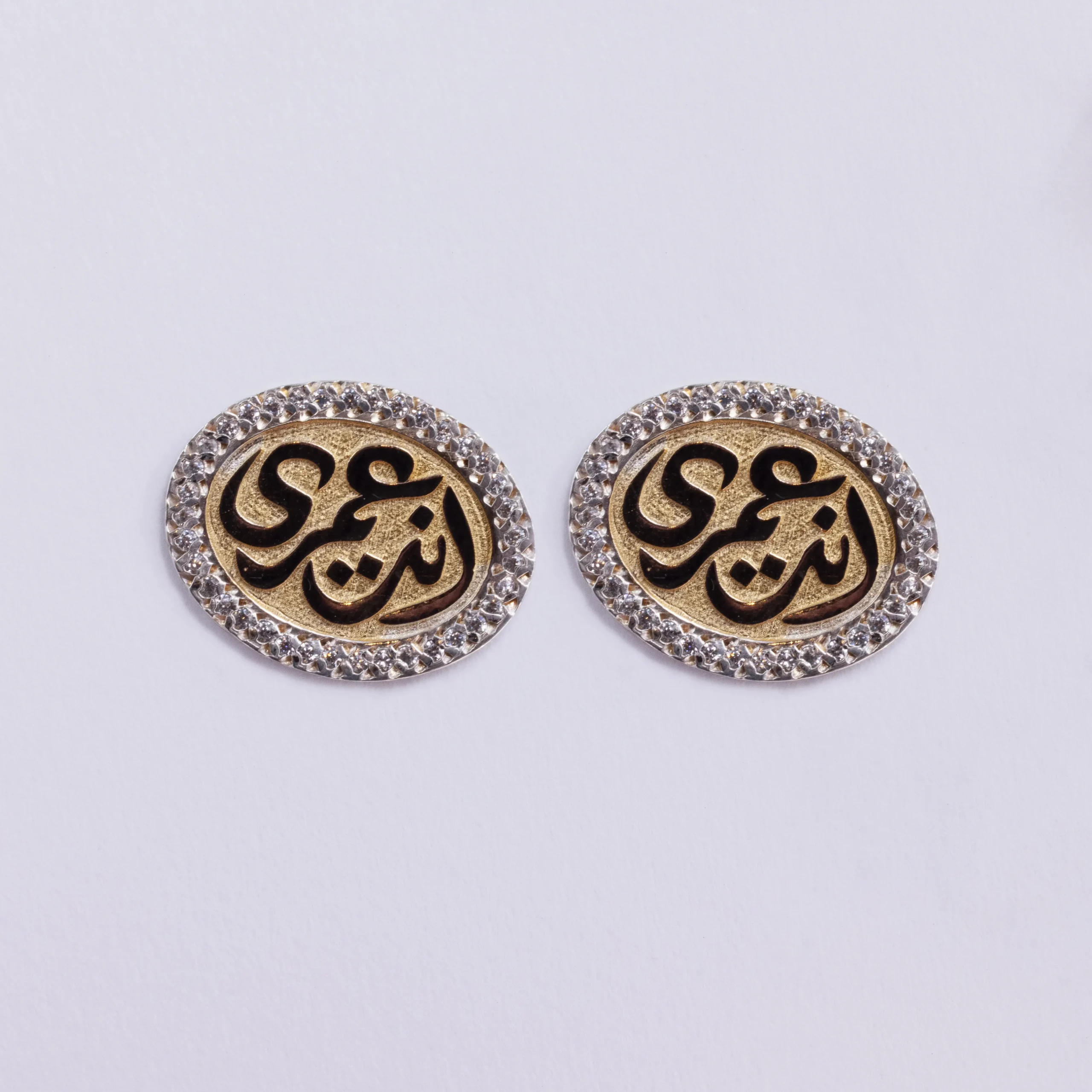 حلق فضة مرصع بفصوص الزركون مطلي ذهبي<br>