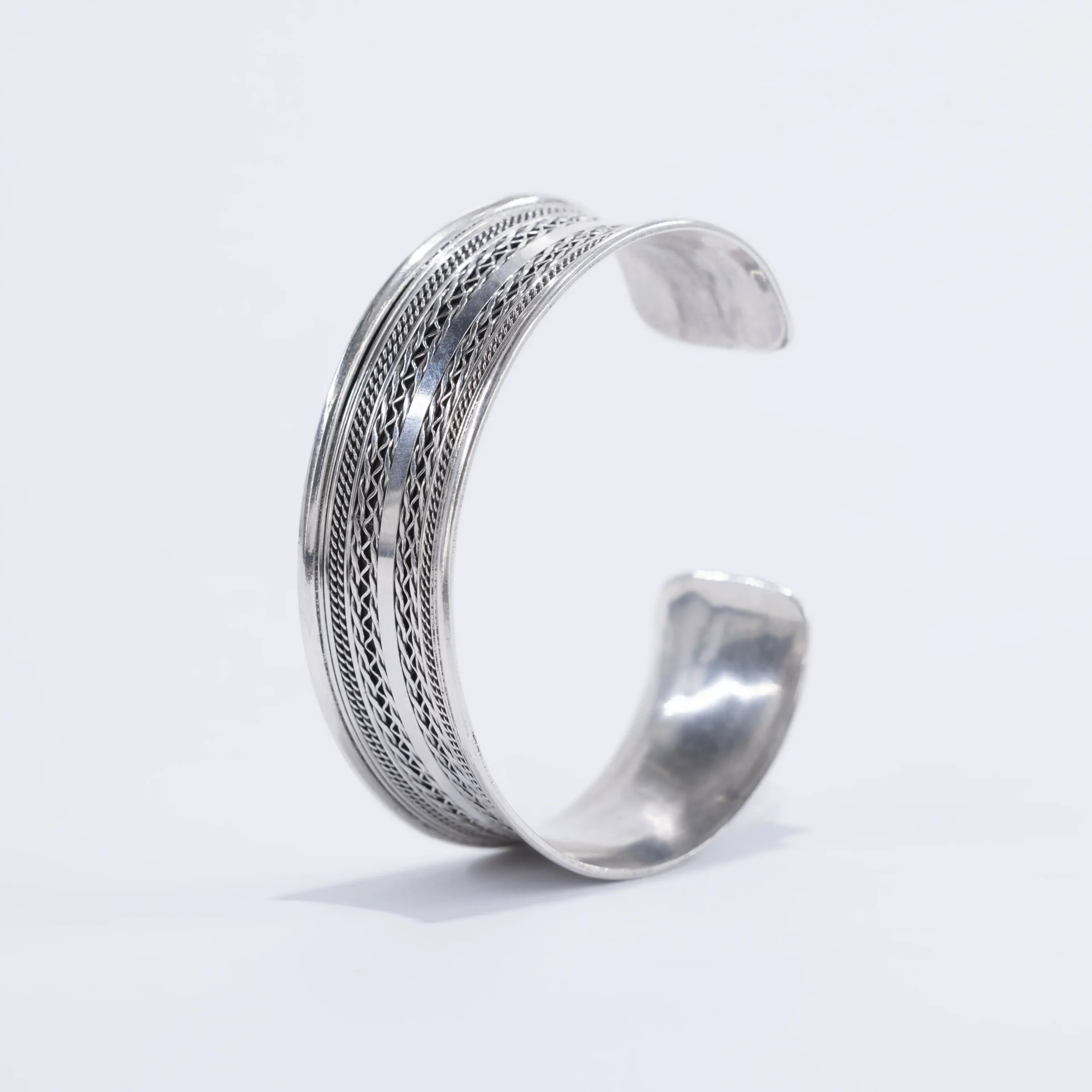 Engraved silver bangle