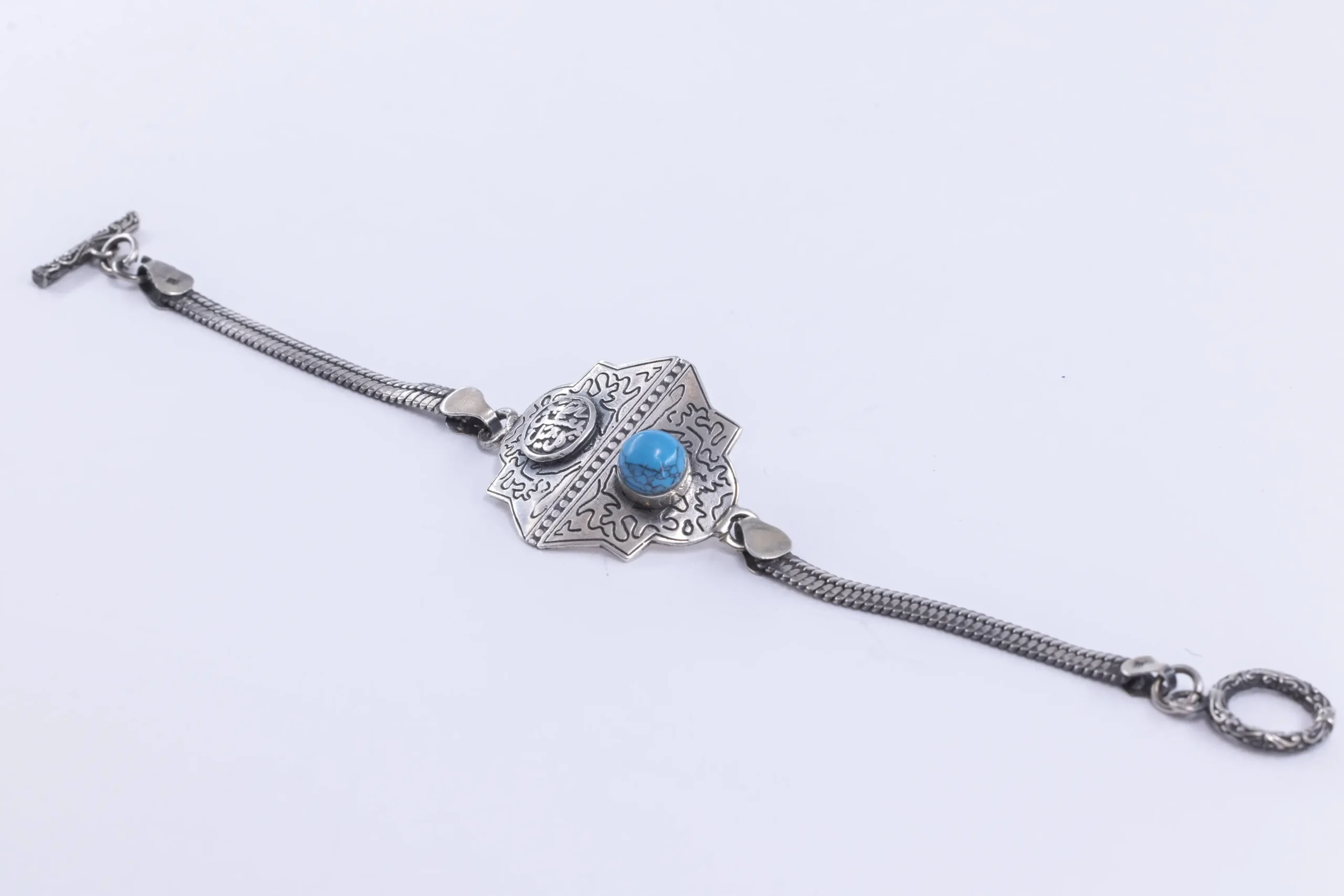 Sterling silver bracelet with natural turquoise - Image 2
