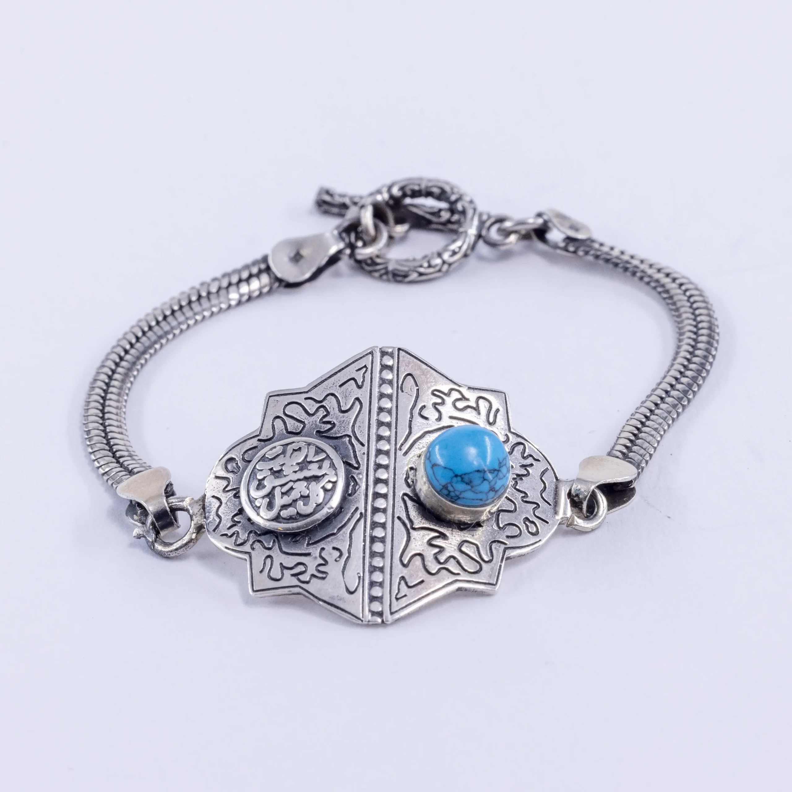 Sterling silver bracelet with natural turquoise