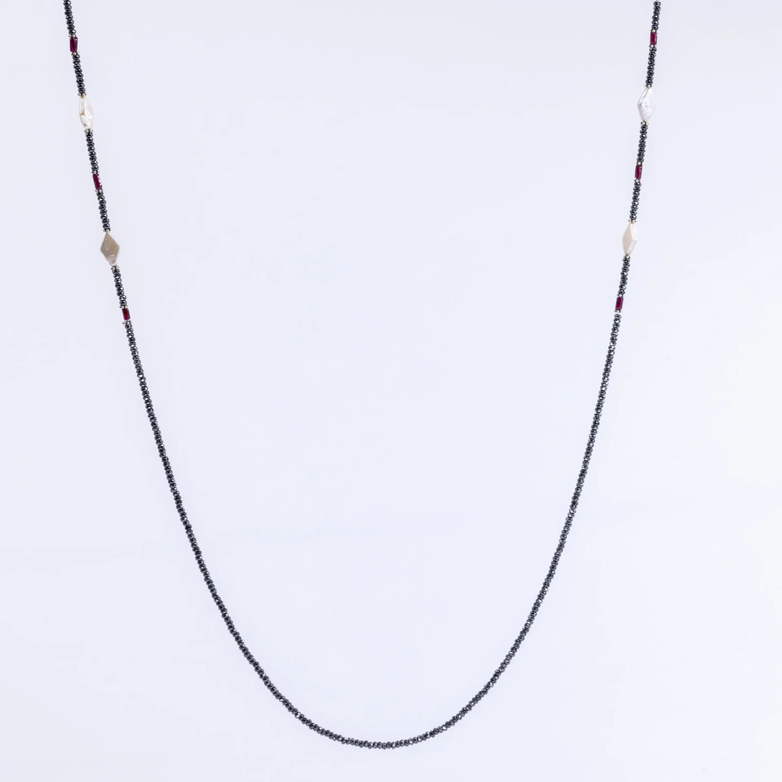 Hematite , garnte & peral eyeglass chain