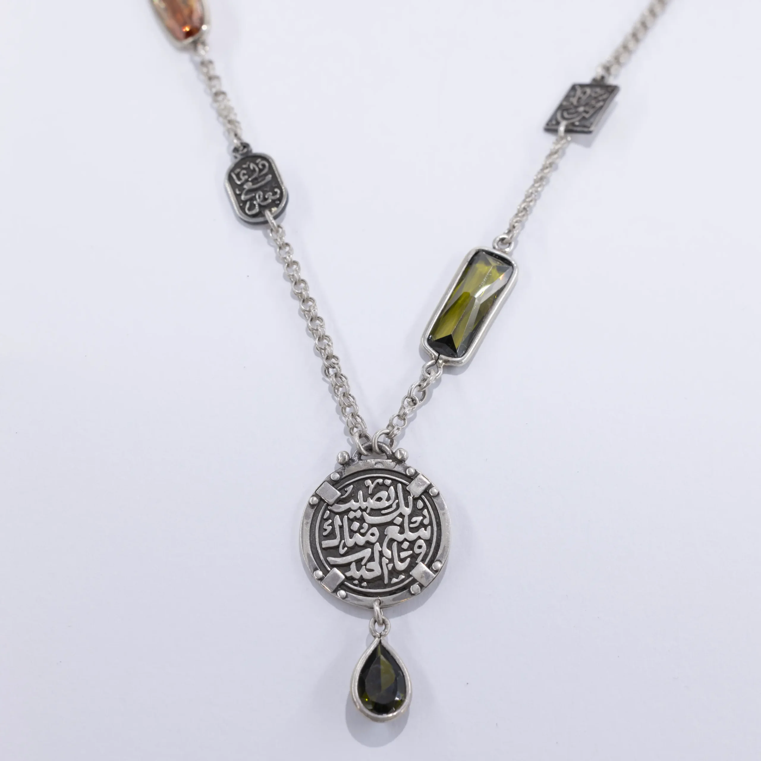 Silver necklace with natural stone