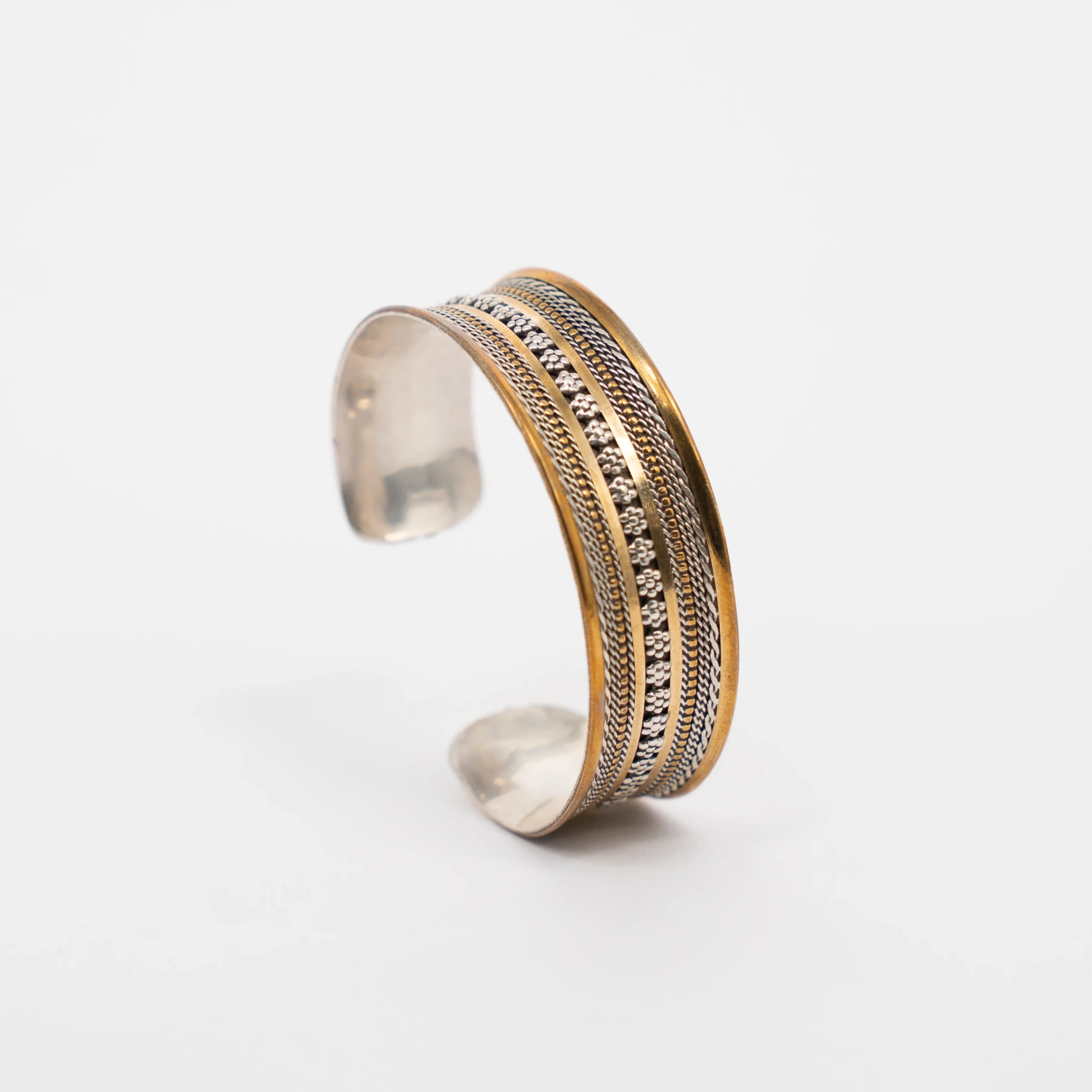 Silver & Gold-Plated Bangle Bracelet – Adjustable Size - Image 3