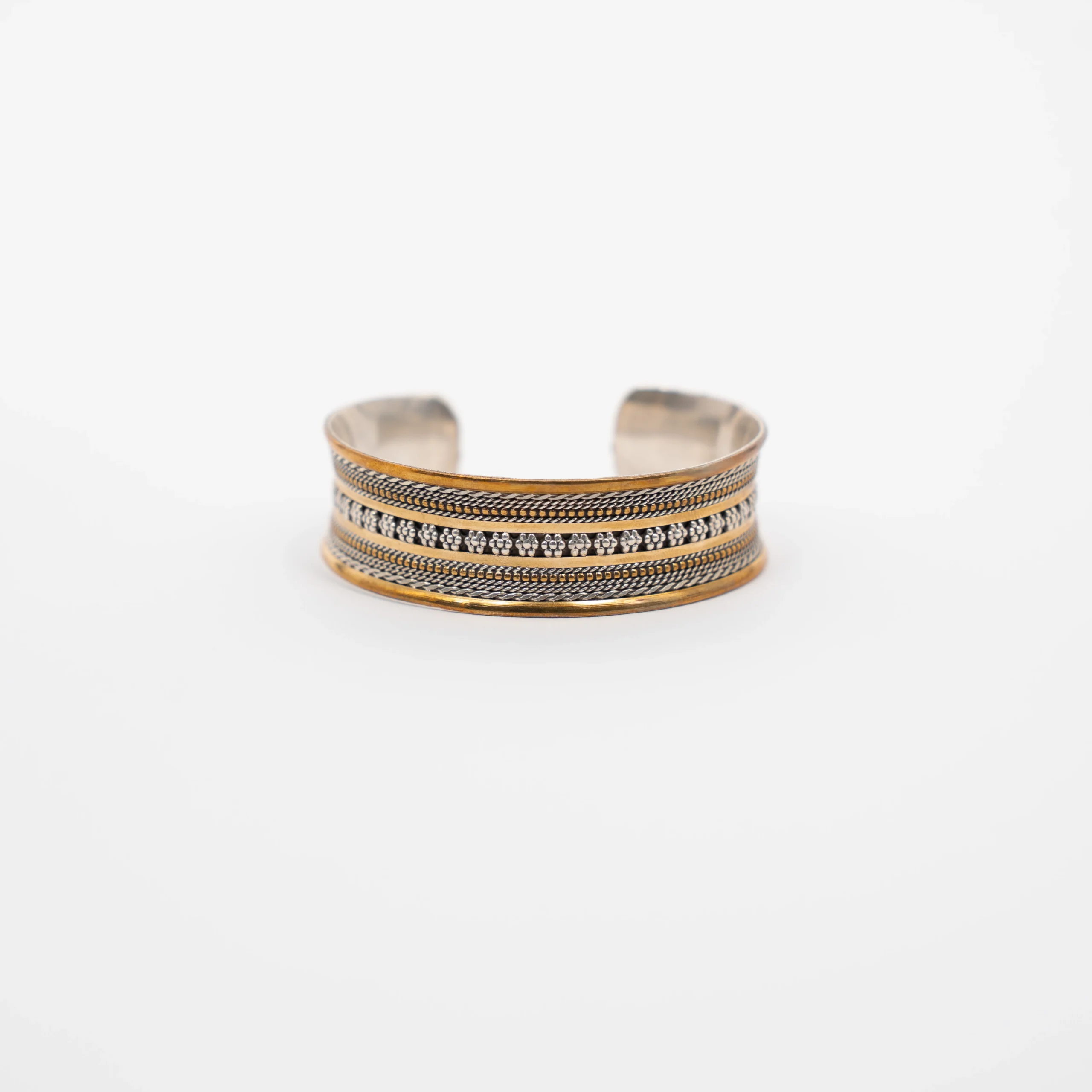 Silver & Gold-Plated Bangle Bracelet – Adjustable Size - Image 2