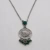 925 Silver Necklace with Green Agate and “Awadt Einy Ala Ru’yak” Pendant