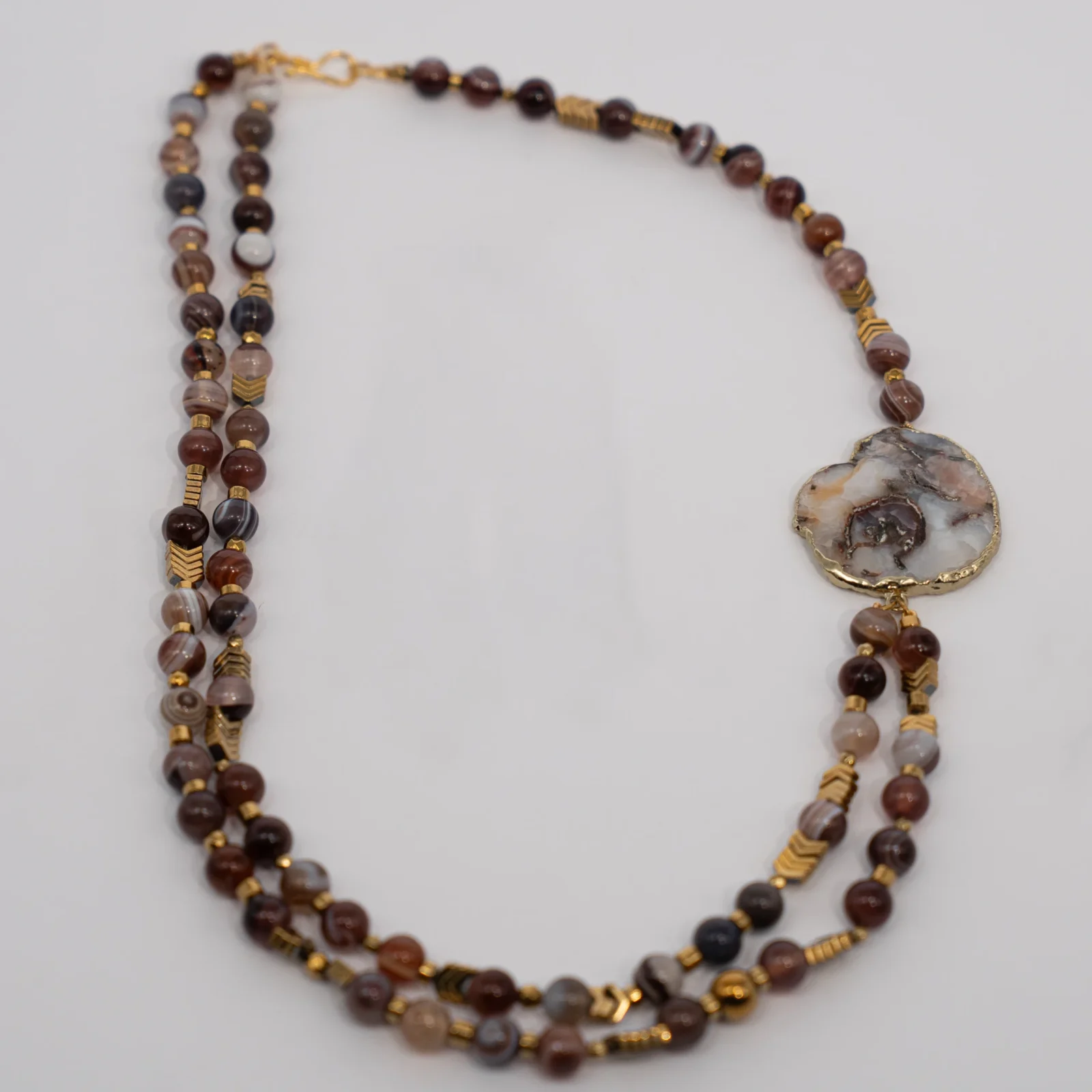 Agate "bedswany" with hematite stone -Necklace  can be made with the same agate