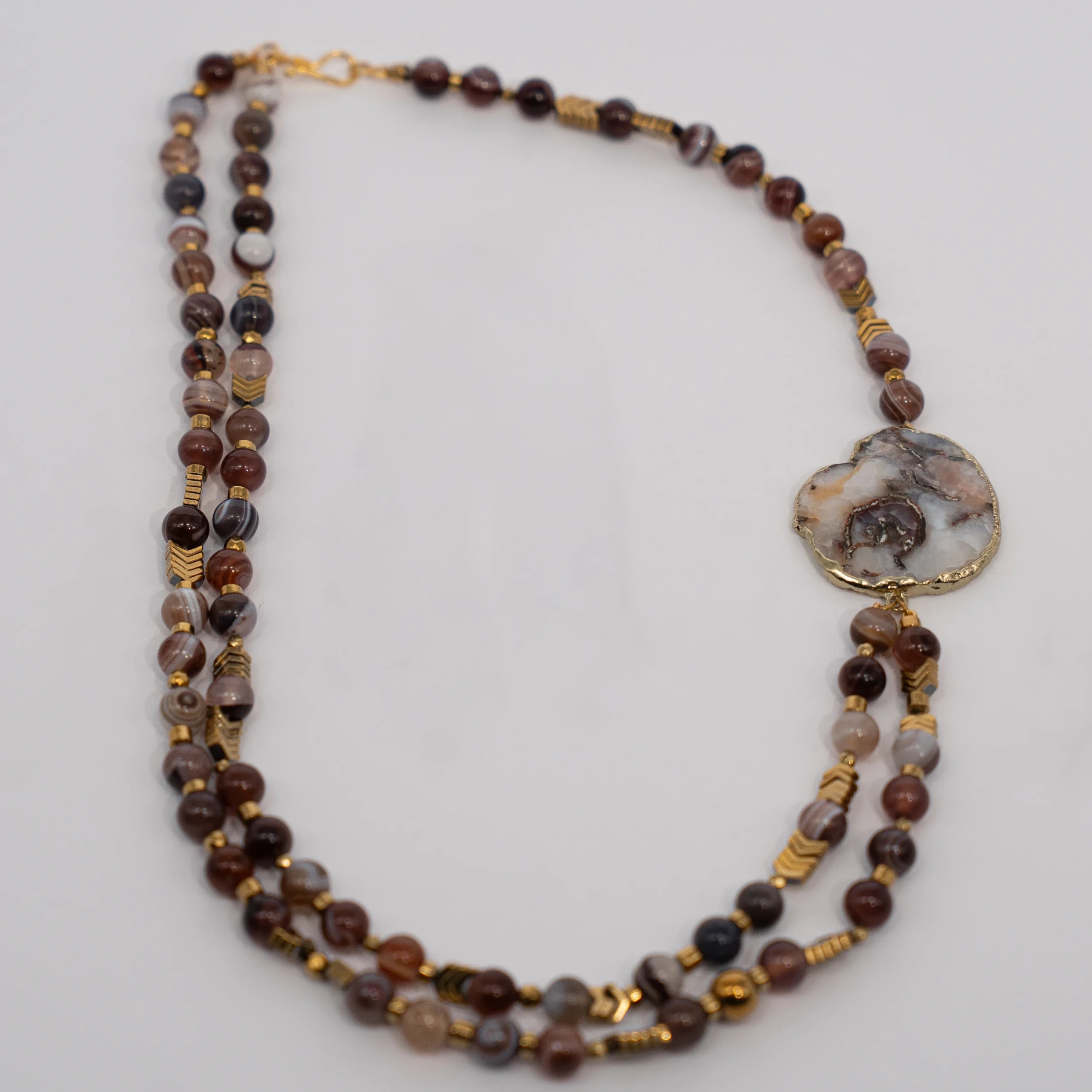 Agate "bedswany" with hematite stone -Necklace  can be made with the same agate