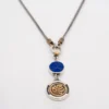 Silver Necklace with Lapis Stone and “سعاده” Pendant