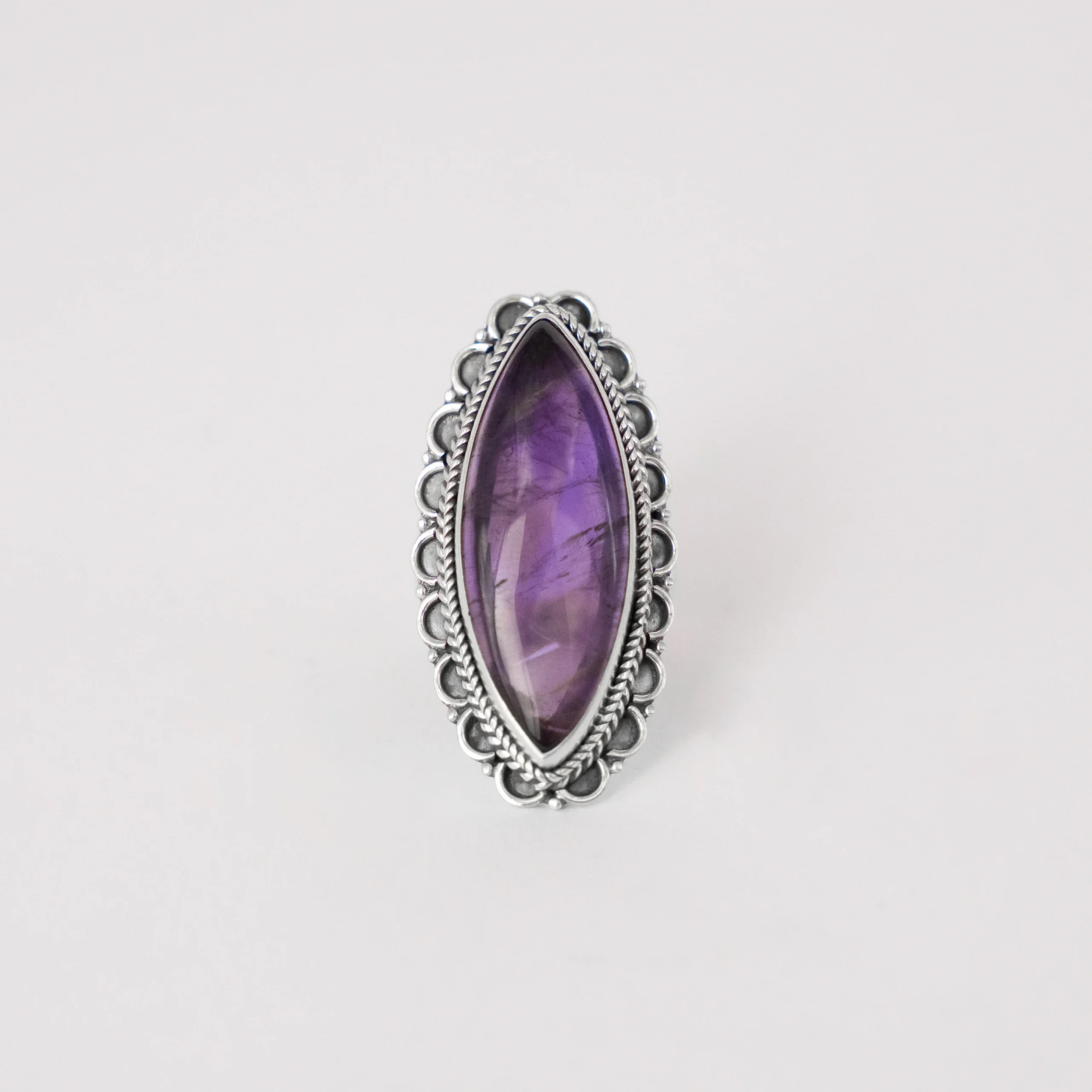 925 Silver Ring with Natural Amethyst Stone