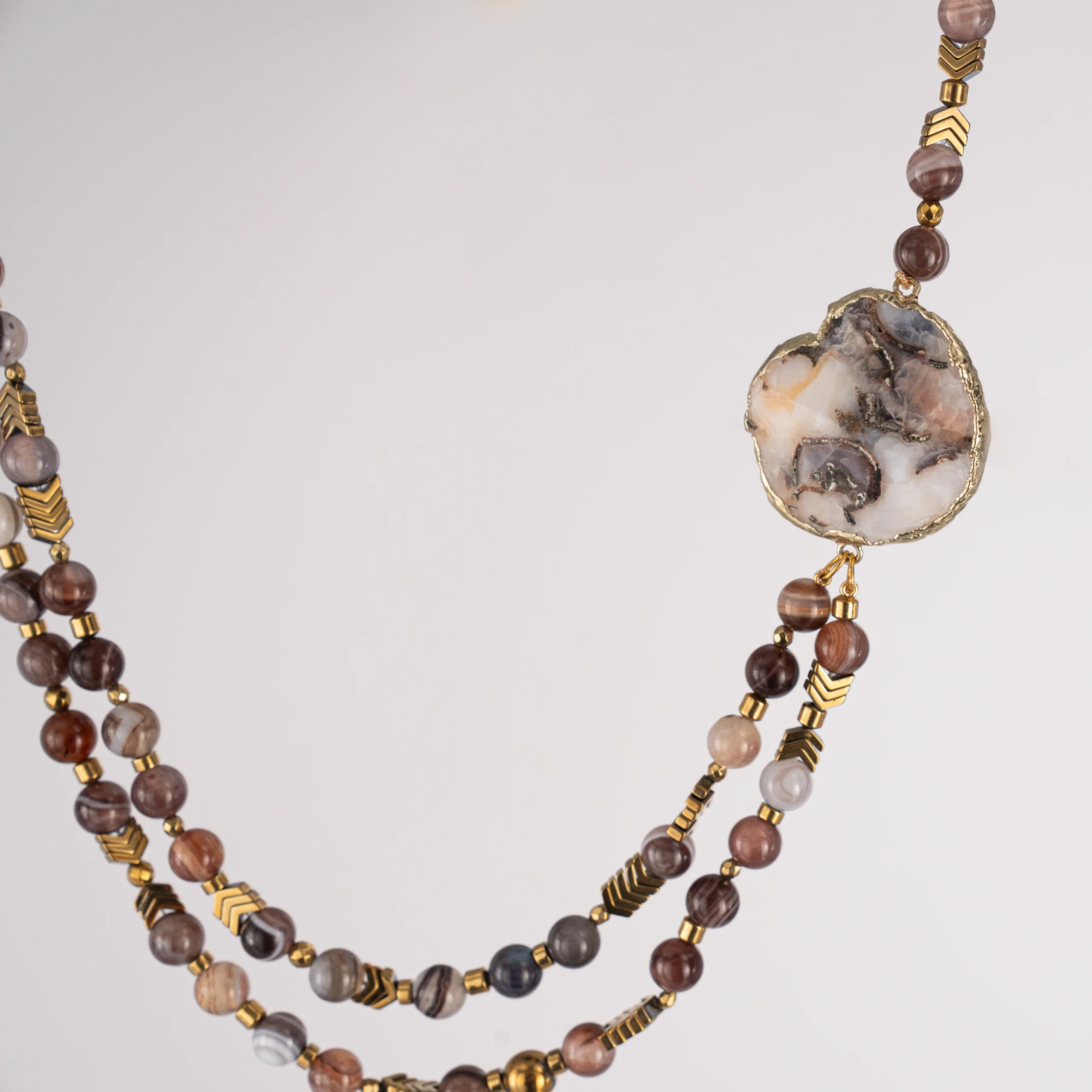Agate "bedswany" with hematite stone -Necklace  can be made with the same agate - Image 3