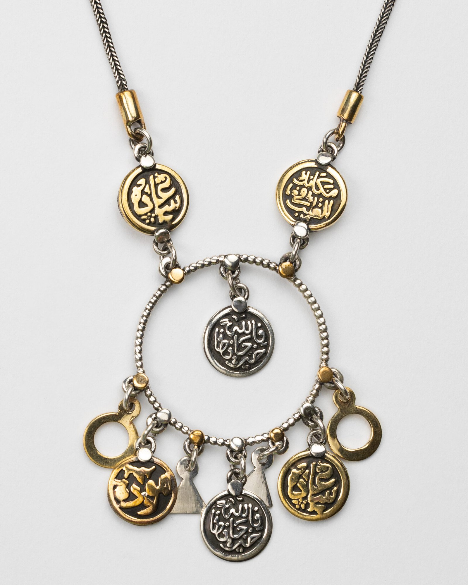 Silver Necklace  “ مكانك فى القلب وسعاده   ” Pendant - Image 2