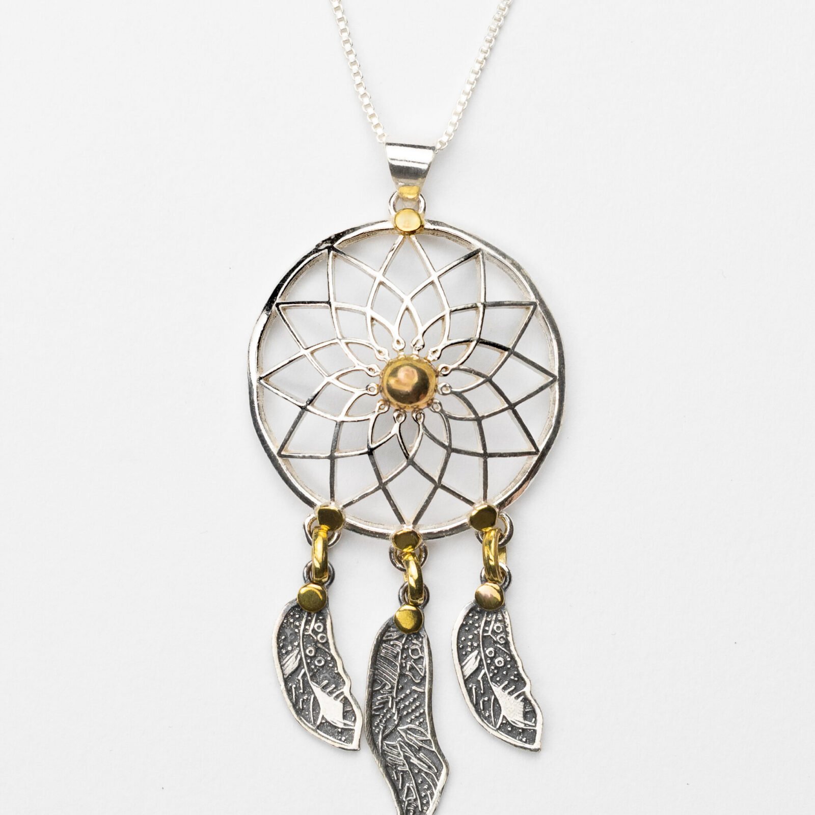 Silver dreamcatcher pendant