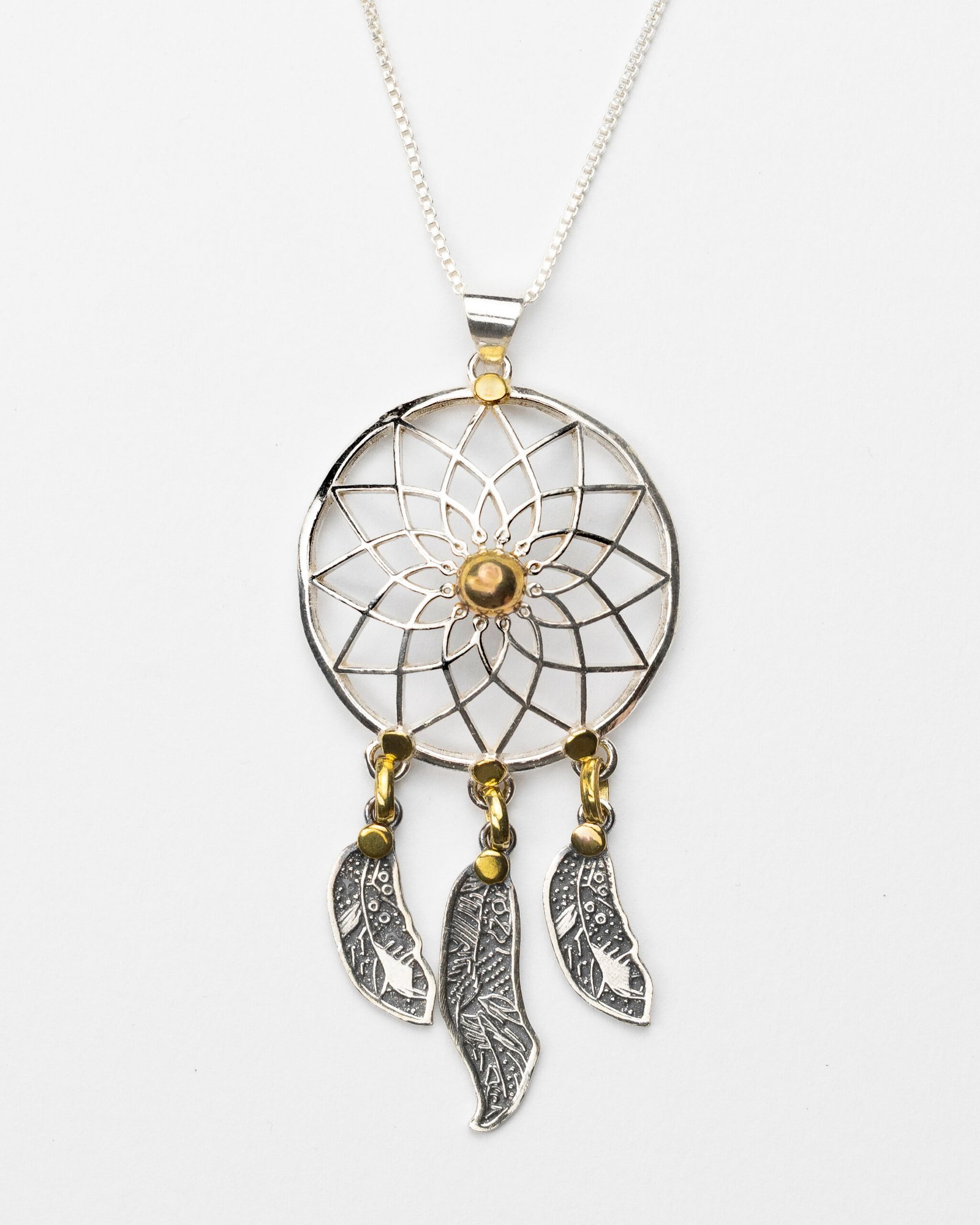 Silver dreamcatcher pendant