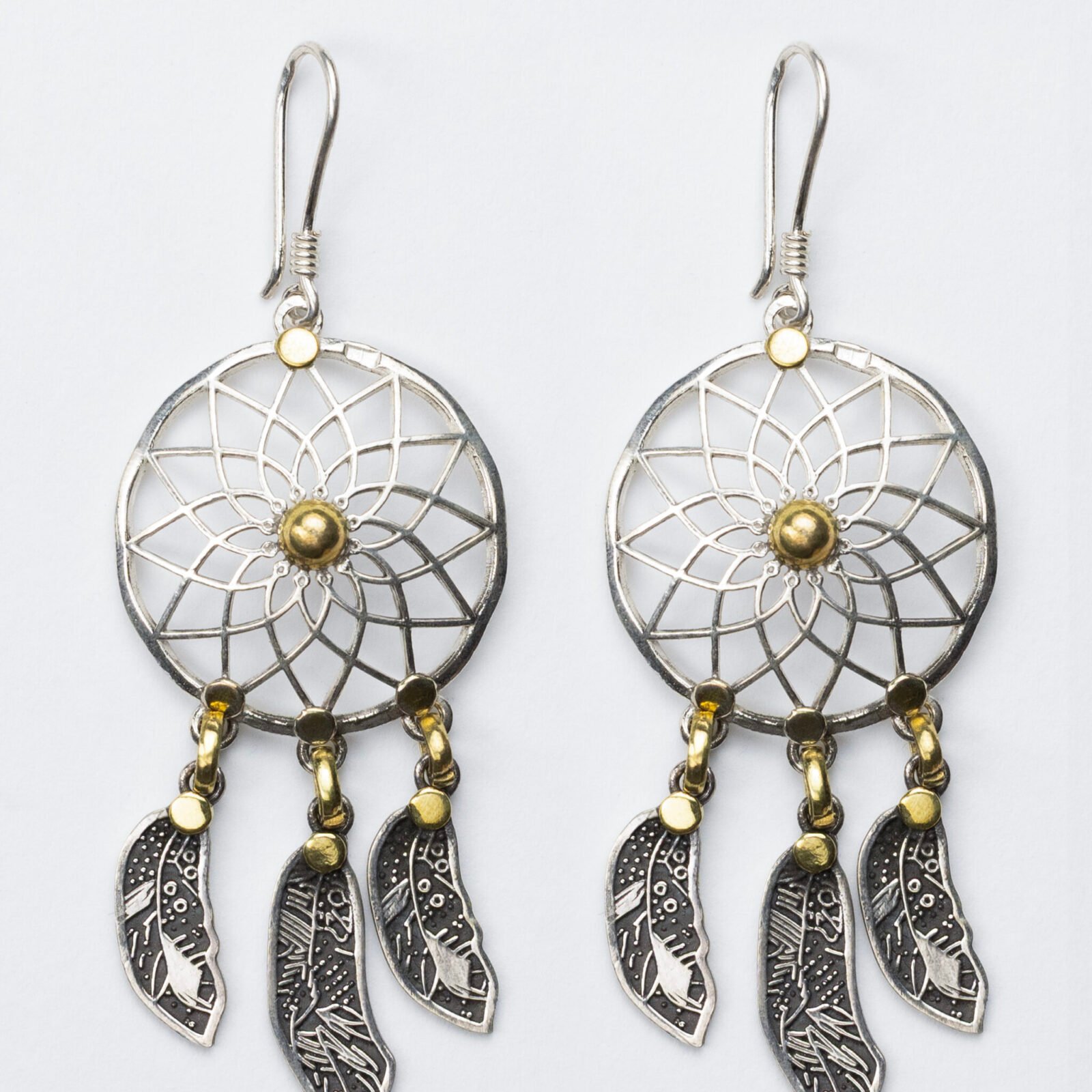Silver dreamcatcher earring