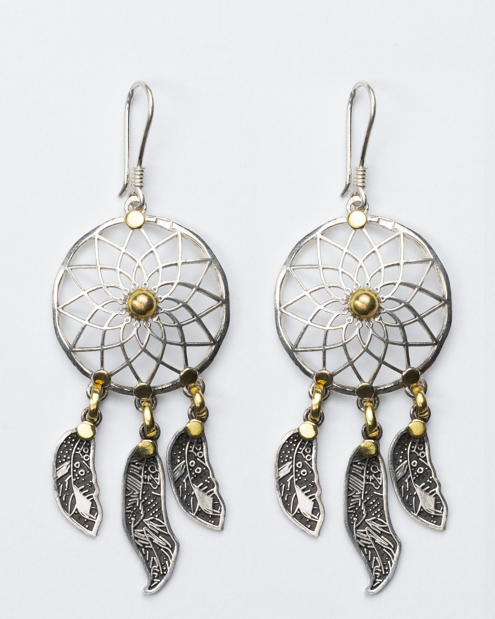 Silver dreamcatcher earring